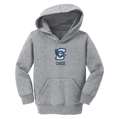Toddler Chad & Jake  Heather Gray Creighton Bluejays Primary Logo Personalized Pullover Hoodie