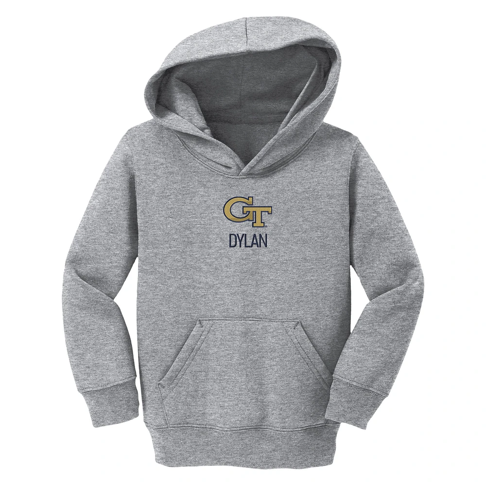 Toddler Chad & Jake  Heather Gray Georgia Tech Yellow Jackets Primary Logo Personalized Pullover Hoodie