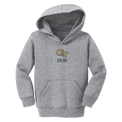 Toddler Chad & Jake  Heather Gray Georgia Tech Yellow Jackets Primary Logo Personalized Pullover Hoodie