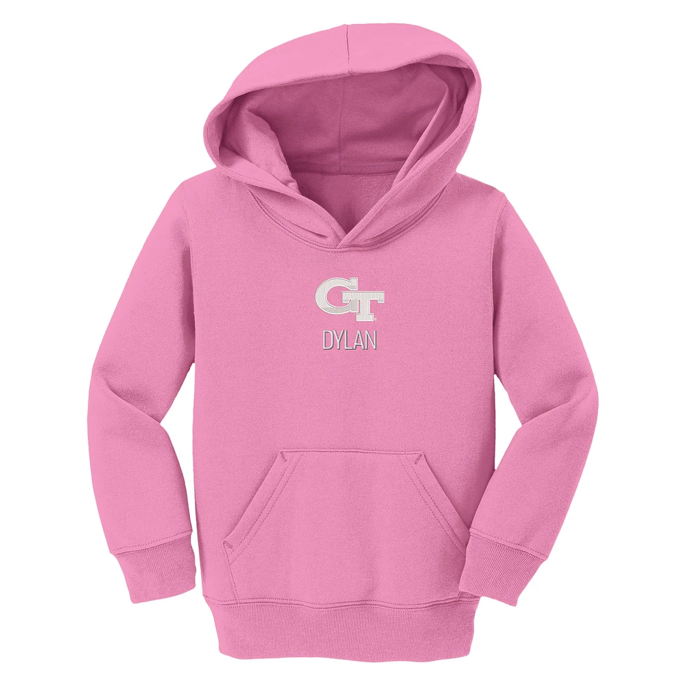 Toddler Chad & Jake Pink Georgia Tech Yellow Jackets Primary Logo Personalized Pullover Hoodie