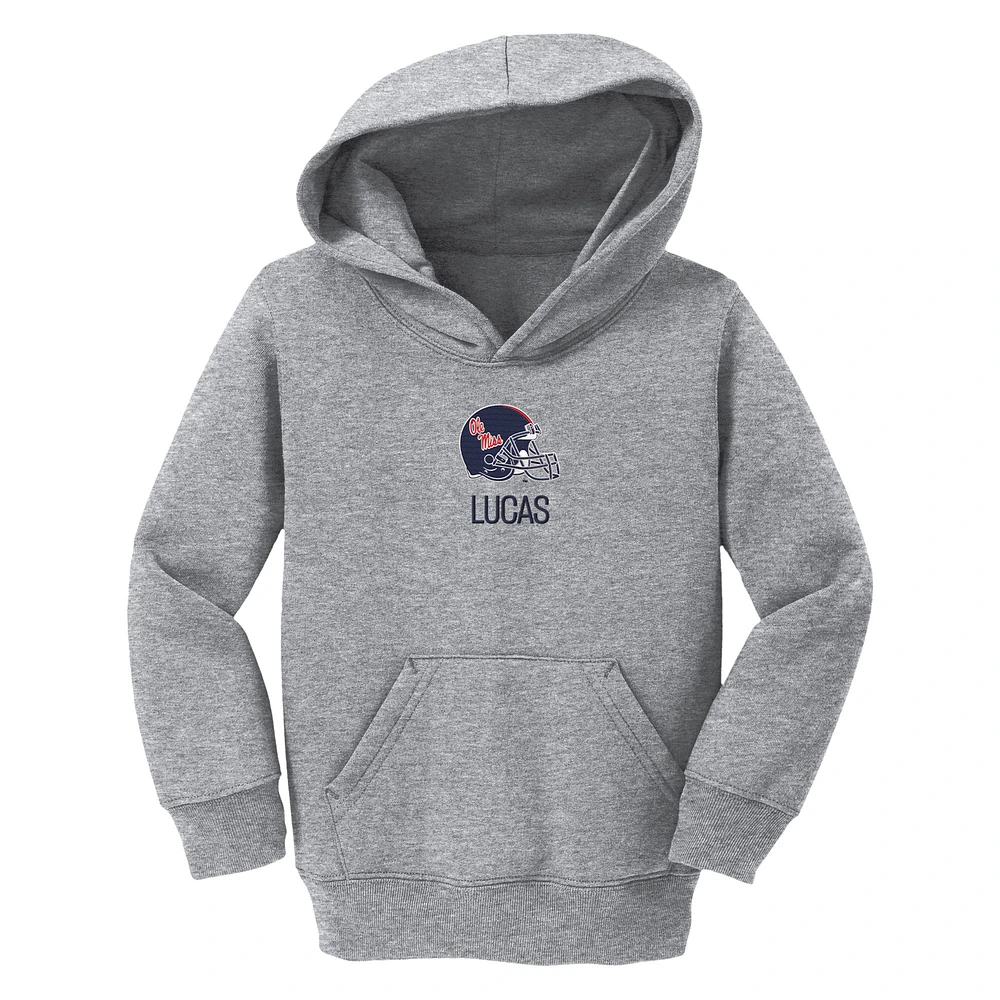 Toddler Chad & Jake Heather Gray Ole Miss Rebels Helmet Personalized Pullover Hoodie
