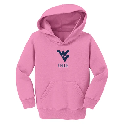 Toddler Chad & Jake  Pink West Virginia Mountaineers Primary Logo Personalized Pullover Hoodie