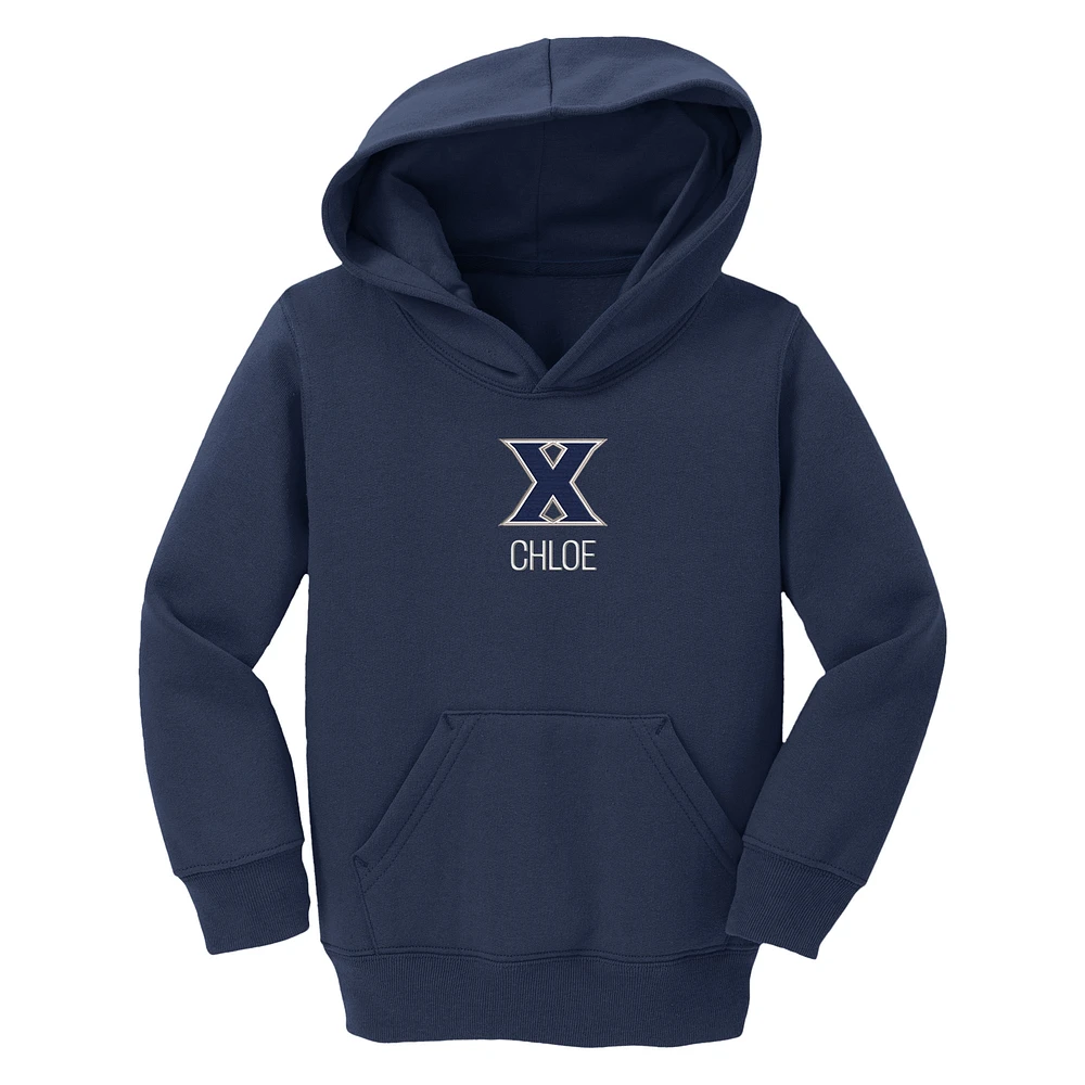 Toddler Chad & Jake Navy Xavier Musketeers Primary Logo Personalized Pullover Hoodie
