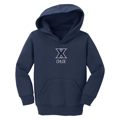 Toddler Chad & Jake  Navy Xavier Musketeers Primary Logo Personalized Pullover Hoodie