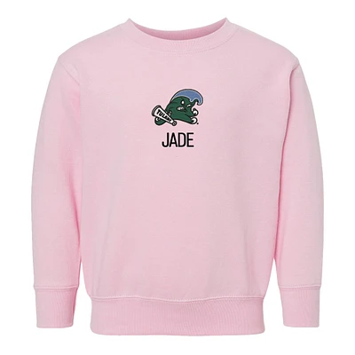 Toddler Chad & Jake  Pink Tulane Green Wave Primary Logo Personalized Pullover Sweatshirt