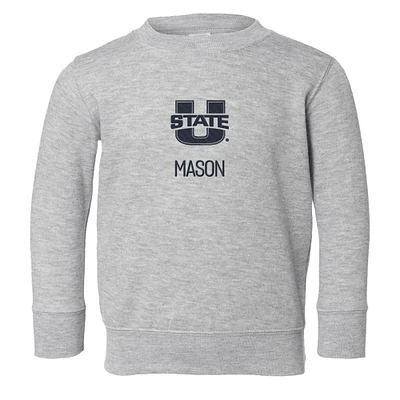 Toddler Chad & Jake  Heather Gray Utah State Aggies Secondary Logo Personalized Pullover Sweatshirt