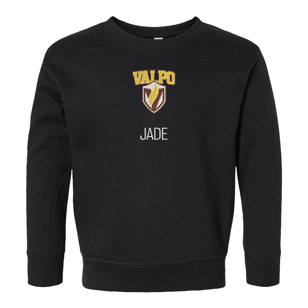 Toddler Chad & Jake Black Valparaiso University Secondary Logo Personalized Pullover Sweatshirt