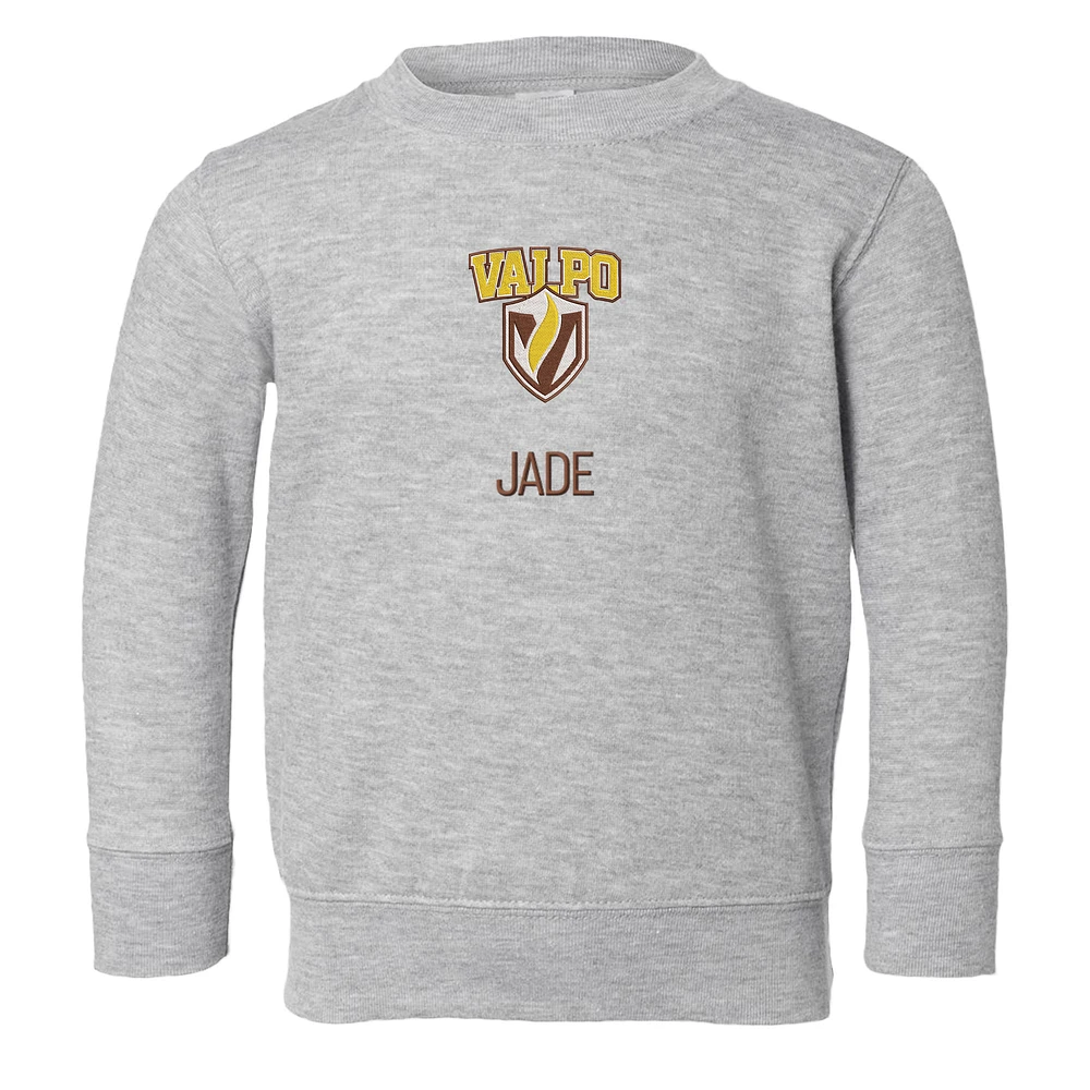 Toddler Chad & Jake  Heather Gray Valparaiso University Secondary Logo Personalized Pullover Sweatshirt