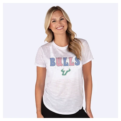 Women's Concepts Sport  White South Florida Bulls Stars and Stripes Infuse Lightweight Slub Knit T-Shirt