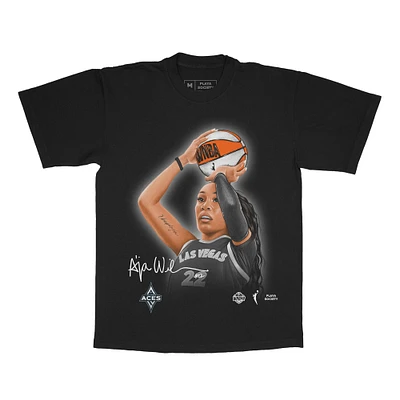 Unisex Playa Society A'ja Wilson Black Las Vegas Aces Sketch T-Shirt