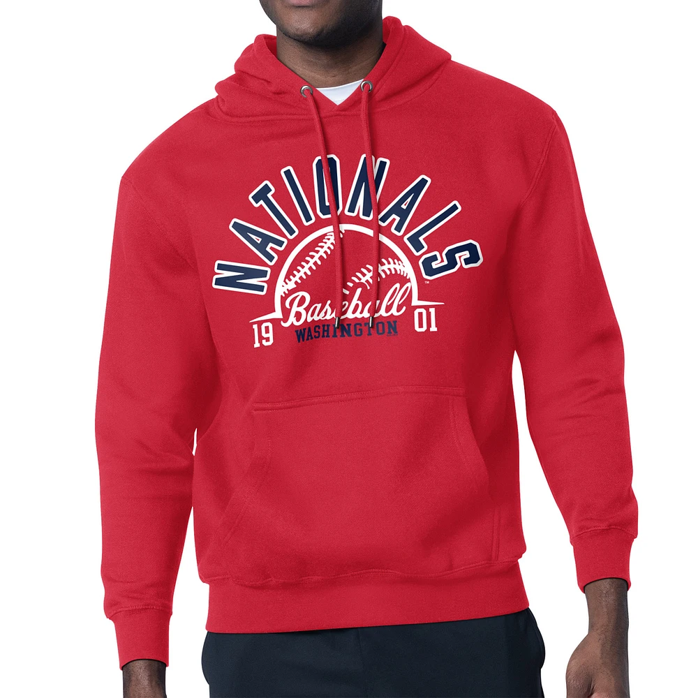 Men's Starter Red Washington Nationals Half Ball Team Graphic Pullover Hoodie