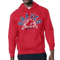 Men's Starter  Red Atlanta Braves Half Ball Team Graphic Pullover Hoodie