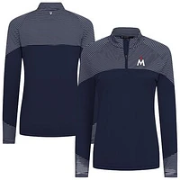 Women's Levelwear Navy Minnesota Twins Classic Stripes Insignia 2.0 Raglan Quarter-Zip Top