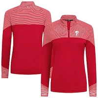 Women's Levelwear Red Philadelphia Phillies Classic Stripes Insignia 2.0 Raglan Quarter-Zip Top
