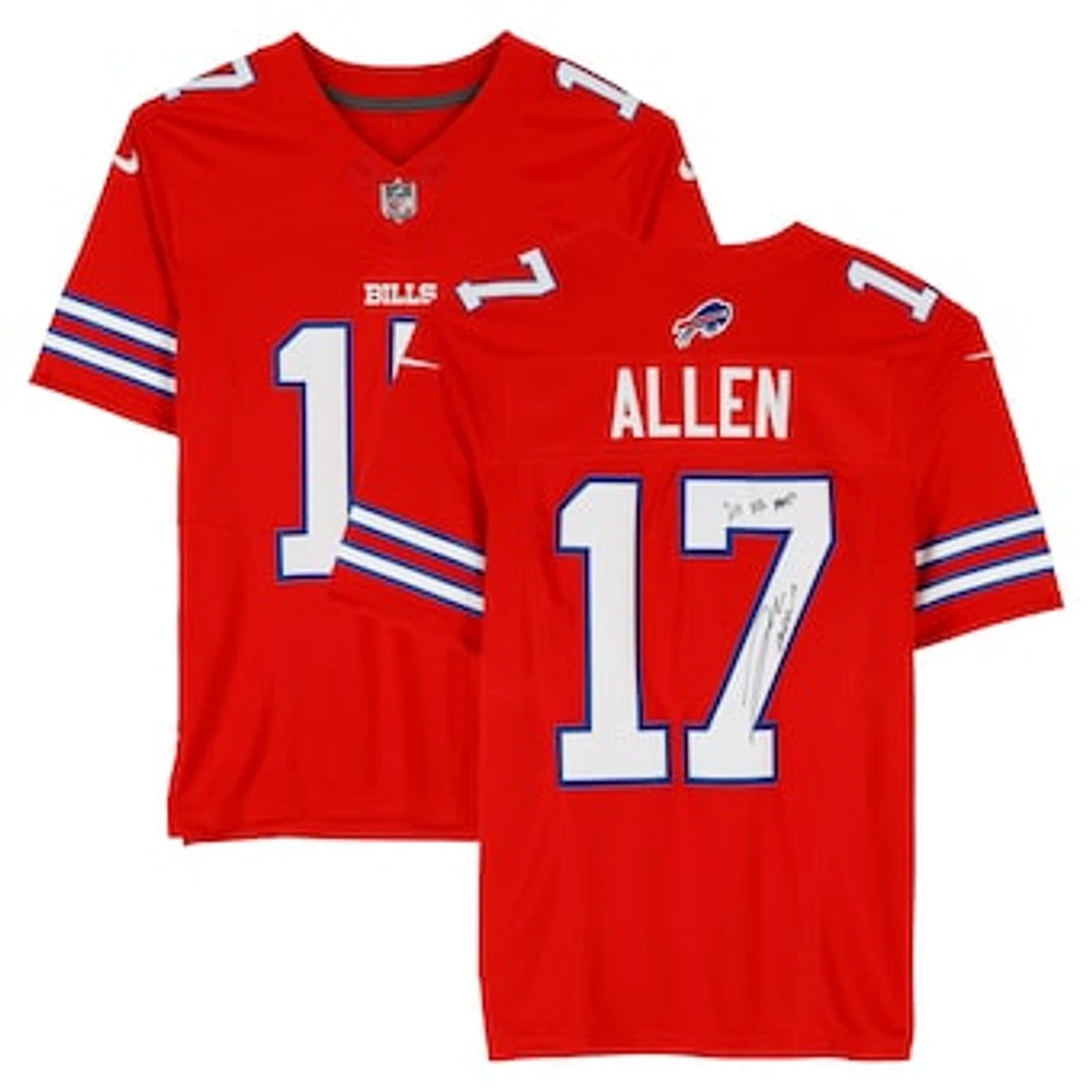 Josh Allen Buffalo Bills Autographed Red Nike Limited Jersey with "24 NFL MVP" Inscription