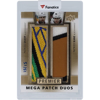 Patrick Sharp and Patrick Kane Chicago Blackhawks 2014-15 Upper Deck Premier Mega Patch Duos Dual Team Logo 6 Color Relic #PMP2-KS #15/15 Card