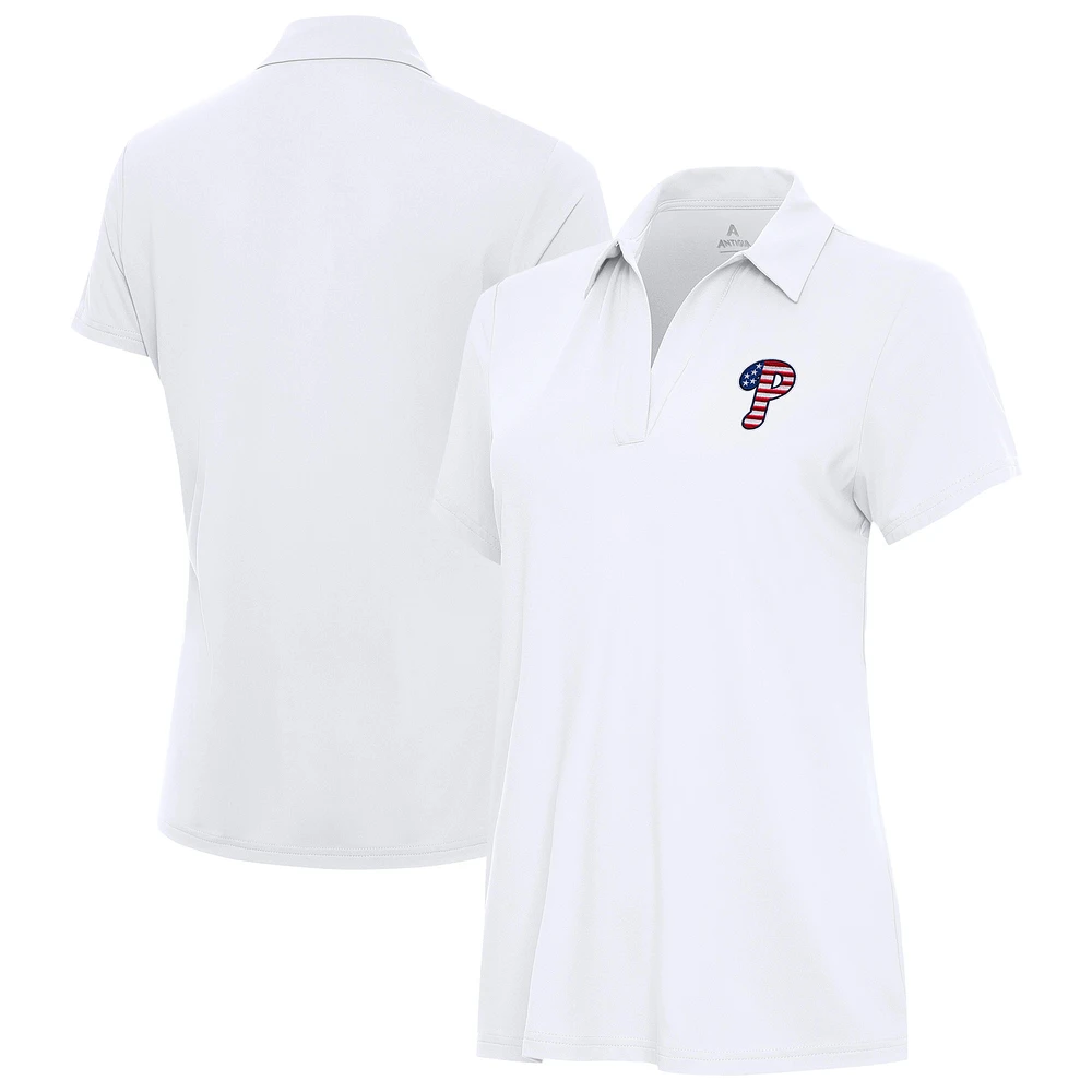 Women's Antigua Philadelphia Phillies Independence Day Patriotic Logo Era Polo