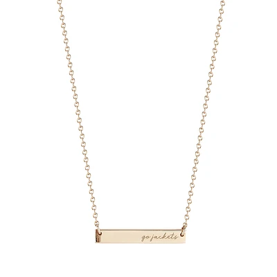 Kyle Cavan  Georgia Tech Yellow Jackets Gold Horizontal Bar Necklace