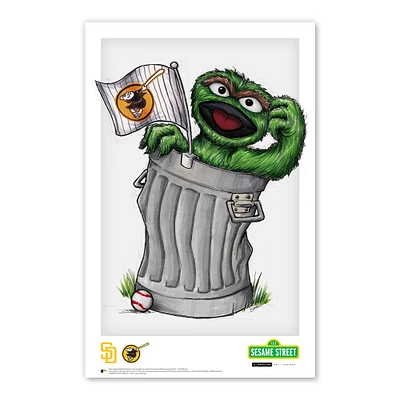 Oscar the Grouch San Diego Padres 11" x 17" Sesame Street Poster Print