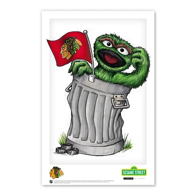 Oscar the Grouch Chicago Blackhawks 11" x 17" Sesame Street Poster Print