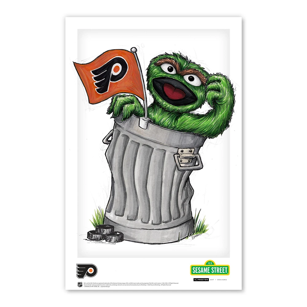 Oscar the Grouch Philadelphia Flyers 11" x 17" Sesame Street Poster Print