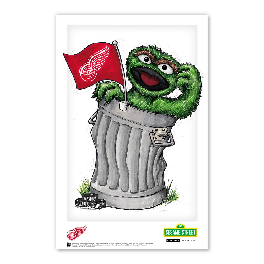 Oscar the Grouch Detroit Red Wings 11" x 17" Sesame Street Poster Print