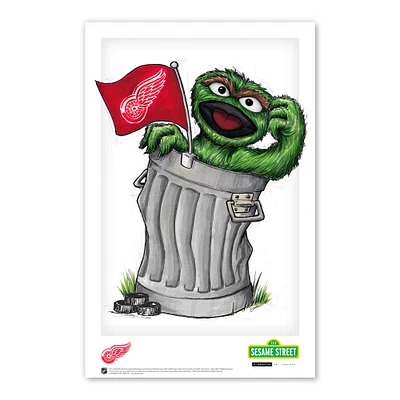 Oscar the Grouch Detroit Red Wings 11" x 17" Sesame Street Poster Print