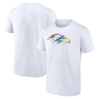Men's White Baltimore Ravens Logo Pride T-Shirt