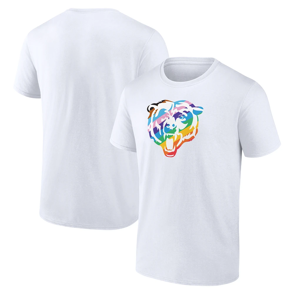 Men's White Chicago Bears Logo Pride T-Shirt