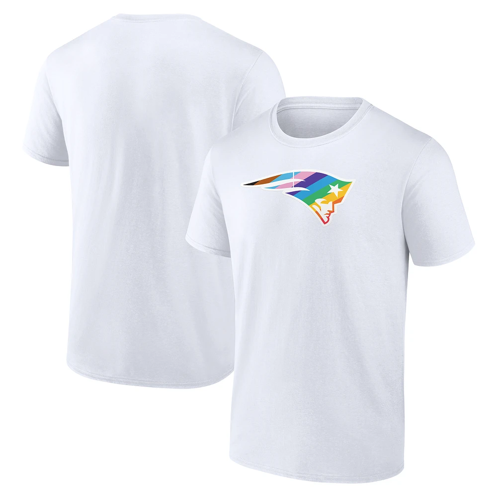 Men's White New England Patriots Logo Pride T-Shirt