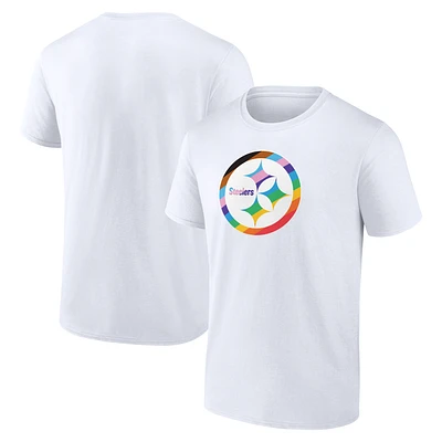 Men's White Pittsburgh Steelers Logo Pride T-Shirt