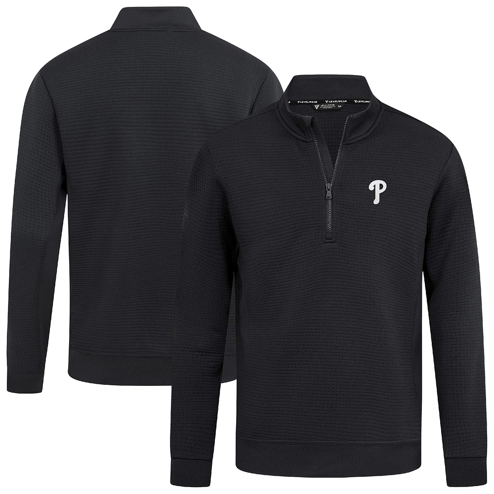 Men's Levelwear Black Philadelphia Phillies Cushion Insignia 2.0 Quarter-Zip Pullover