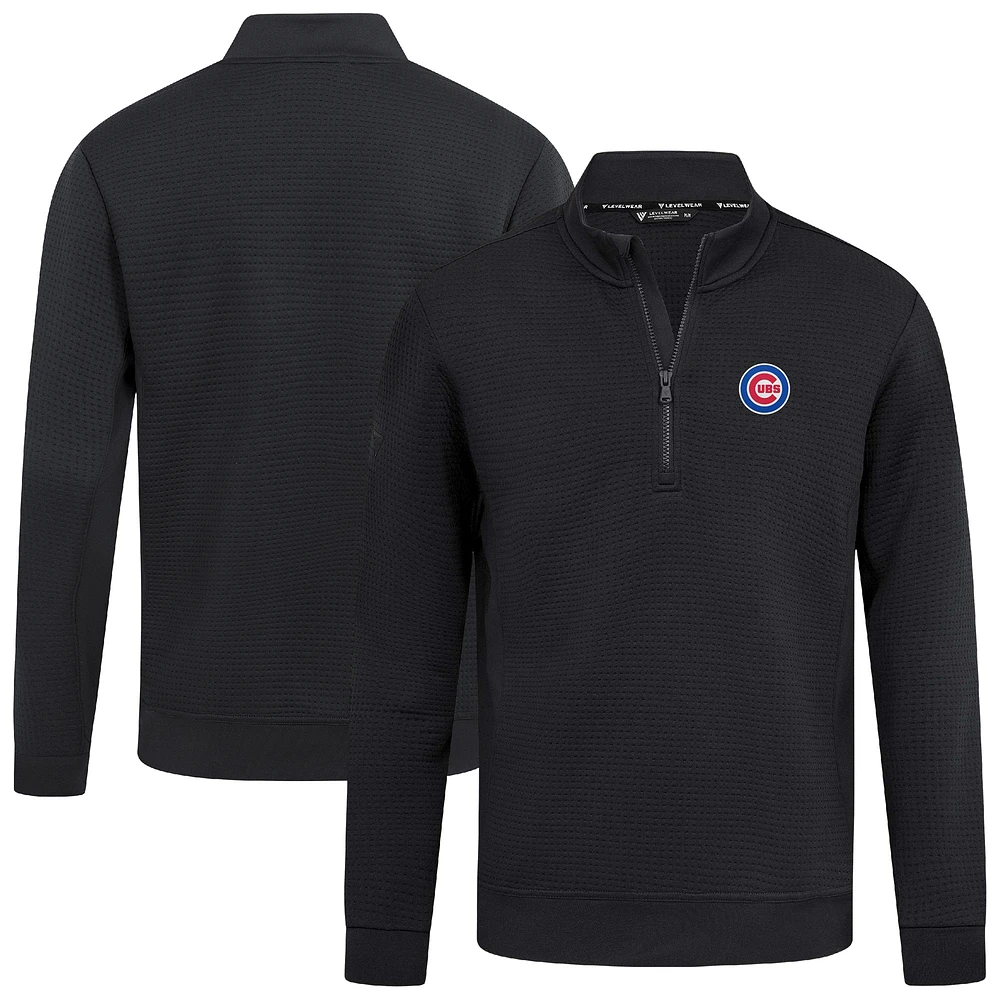 Men's Levelwear Black Chicago Cubs Cushion Insignia 2.0 Quarter-Zip Pullover