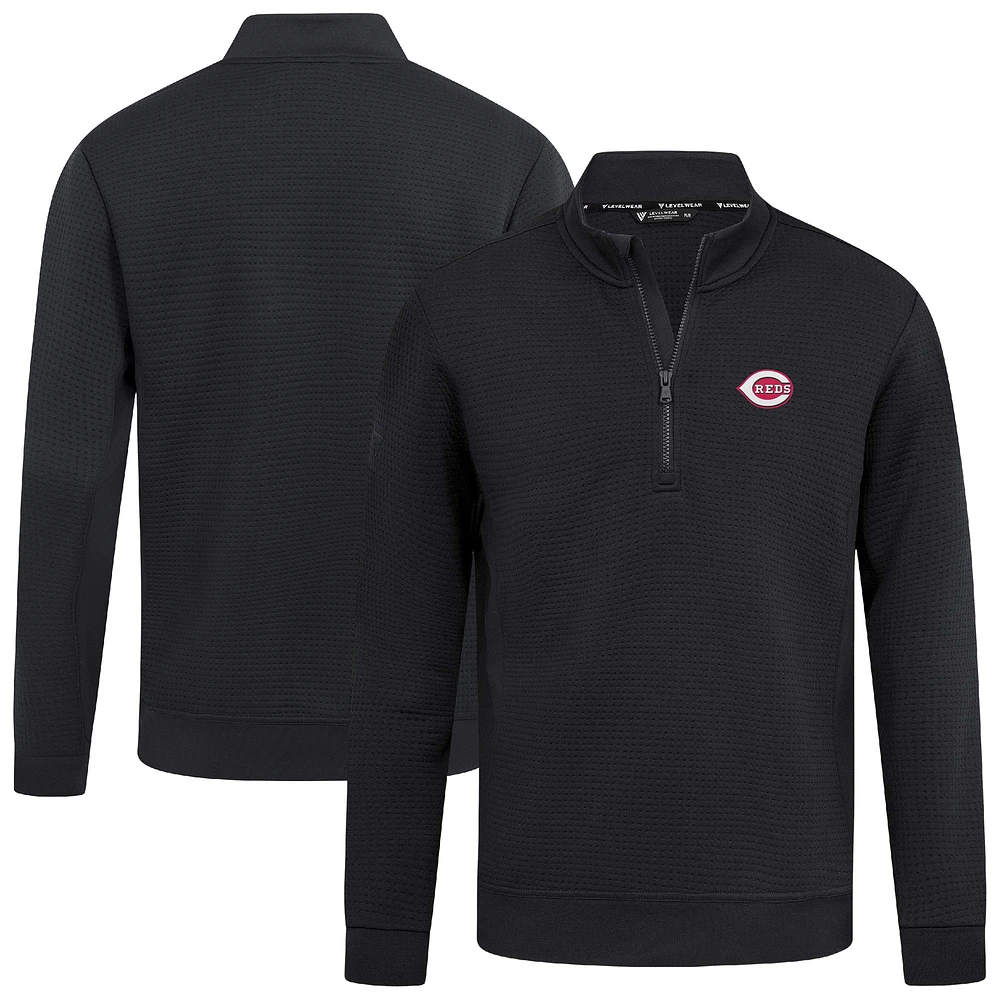 Men's Levelwear Black Cincinnati Reds Cushion Insignia 2.0 Quarter-Zip Pullover