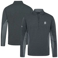 Men's Levelwear Heather Black Detroit Tigers Waffle Insignia 2.0 Quarter-Zip Pullover