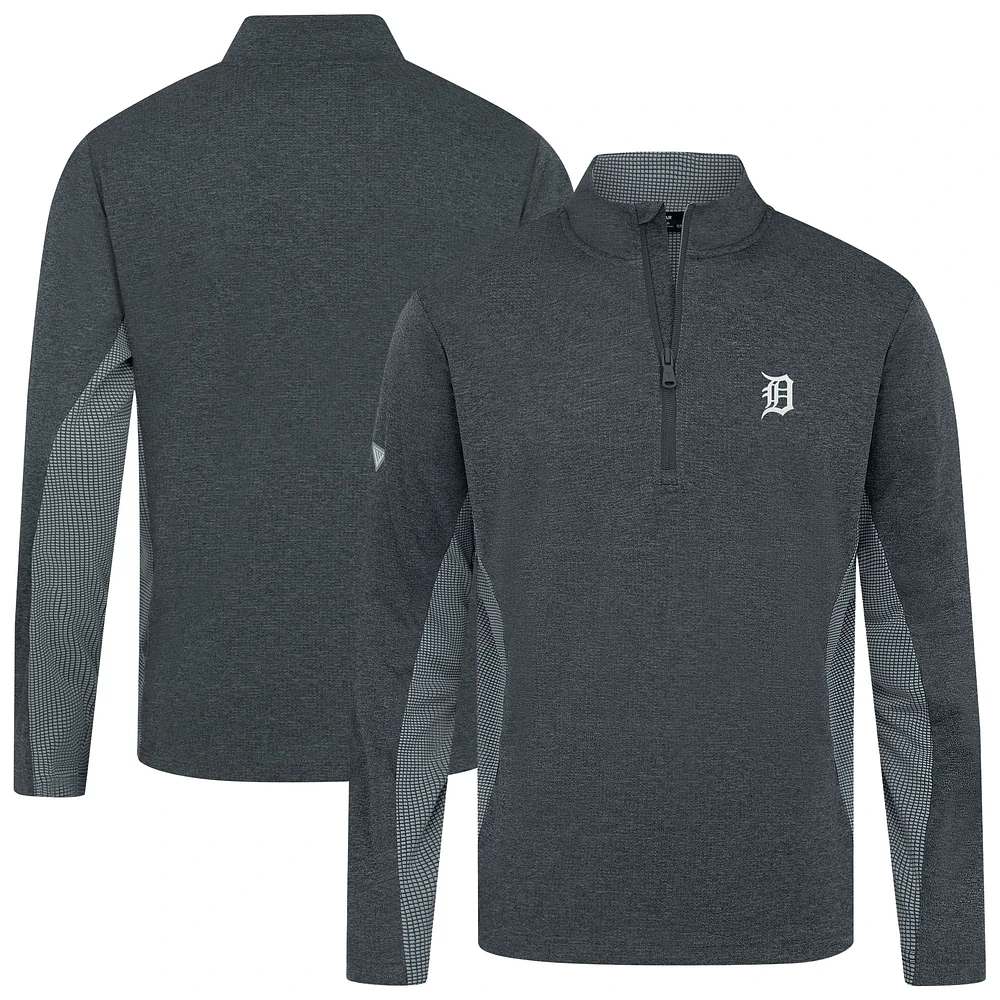 Men's Levelwear Heather Black Detroit Tigers Waffle Insignia 2.0 Quarter-Zip Pullover