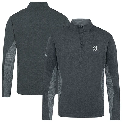 Men's Levelwear Heather Black Detroit Tigers Waffle Insignia 2.0 Quarter-Zip Pullover