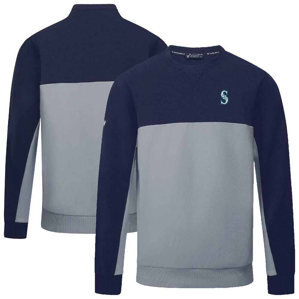 Men's Levelwear Navy/Gray Seattle Mariners Legacy Insignia 2.0 Pullover Sweatshirt