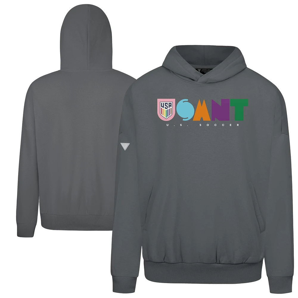 Men's Levelwear Gray USMNT Contact Full On Pullover Hoodie