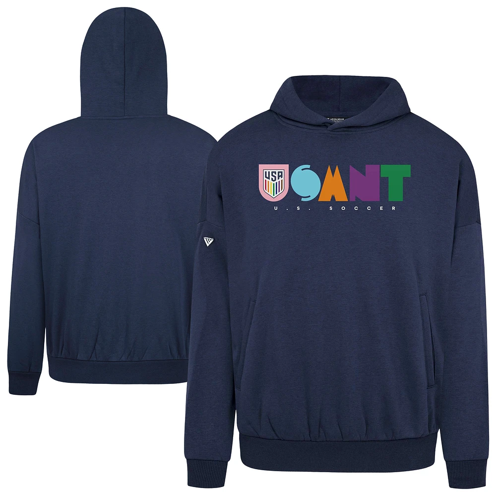 Men's Levelwear Navy USMNT Contact Full On Pullover Hoodie