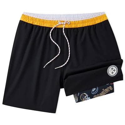 Men's Chubbies Black Pittsburgh Steelers 5.5" Classic Lined Swim Trunks