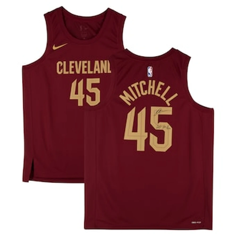 Donovan Mitchell Cleveland Cavaliers Autographed Nike Wine Icon Swingman Jersey with "Let Em Know" Inscription