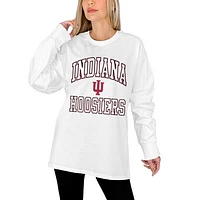 Women's Gameday Couture White Indiana Hoosiers Mind Games Oversized Long Sleeve T-Shirt