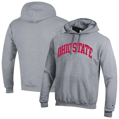 Men's Champion  Heather Gray Ohio State Buckeyes Basic Arch Fleece Pullover Hoodie