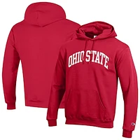 Men's Champion  Scarlet Ohio State Buckeyes Basic Arch Fleece Pullover Hoodie