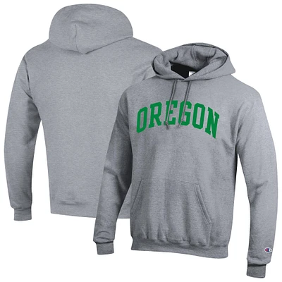 Men's Champion  Heather Gray Oregon Ducks Basic Arch Fleece Pullover Hoodie