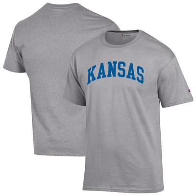 Men's Champion  Heather Gray Kansas Jayhawks Basic Arch T-Shirt