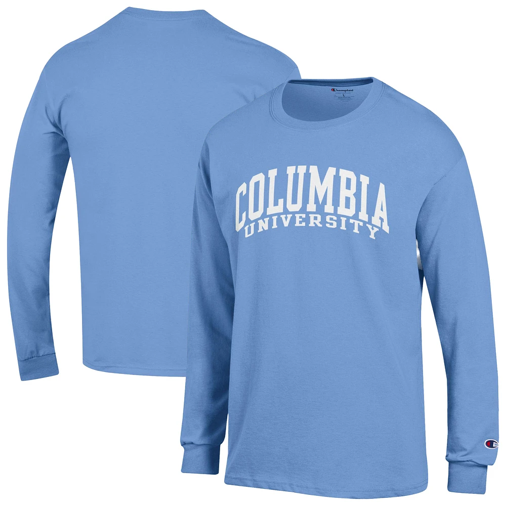Men's Champion Light Blue Columbia University Basic Arch Long Sleeve T-Shirt