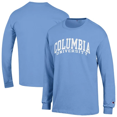 Men's Champion  Light Blue Columbia University Basic Arch Long Sleeve T-Shirt