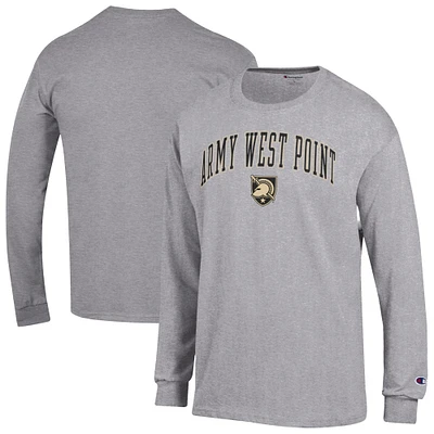 Men's Champion  Heather Gray Army Black Knights Basic Arch Long Sleeve T-Shirt